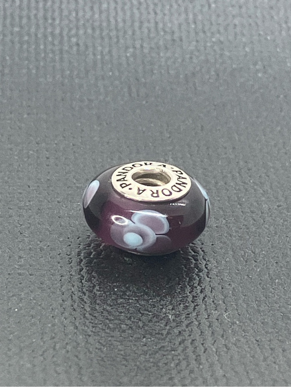 Pandora s925 ALE Purple Flowers for You Murano Glass Charm Bead #790643